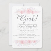 その女の子のフローラシンプルの赤ん坊シャワー植物学 招待状 (正面)