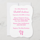 その女の子のベビーシャワーのかわいいピンクの足跡 招待状 (裏面)