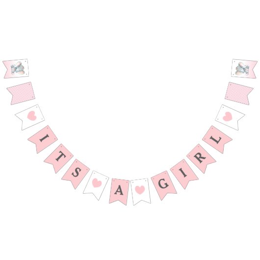 その女の子の旗の旗の象ピンク バンティングフラッグ (全)