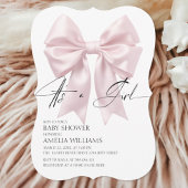 その女の子の柔らエレガントかなピンクの弓の赤ちゃんシャワー 招待状