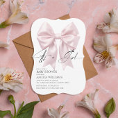 その女の子の柔らエレガントかなピンクの弓の赤ちゃんシャワー 招待状