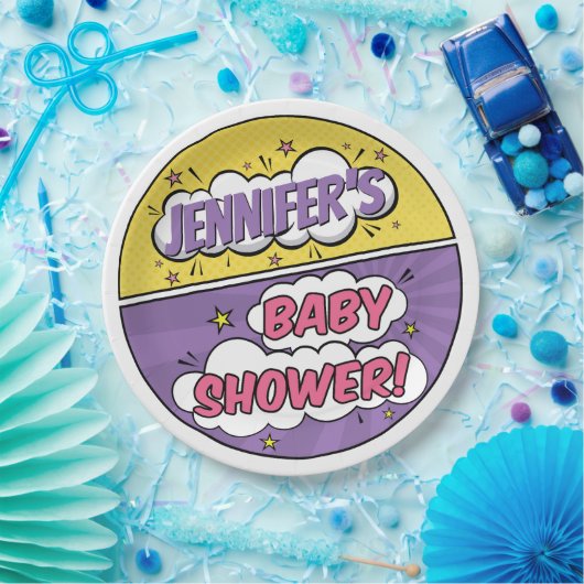 その女の子の漫画本スーパーヒーロー赤ちゃんシャワー ペーパープレート (パーティー)