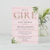 その女の子の緑のピンクの木の赤素朴ちゃんシャワー 招待状 (スタンド正面)