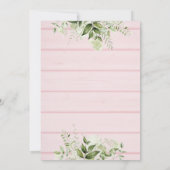 その女の子の緑のピンクの木の赤素朴ちゃんシャワー 招待状 (裏面)