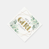 その女の子の緑のユーカリ金ゴールド赤ちゃんシャワー スタンダードカクテルナプキン (角)