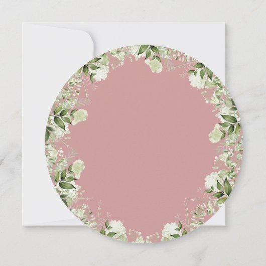 その女の子の緑の埃っぽいバラ手紙の赤ちゃんシャワー 招待状 (裏面)