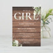 その女の子の緑の手紙の木素朴の赤ちゃんシャワー 招待状 (スタンド正面)