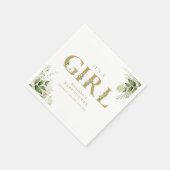 その女の子の緑の金ゴールド手紙の赤ちゃんシャワー スタンダードカクテルナプキン (角)