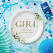 その女の子の緑の金ゴールド手紙の赤ちゃんシャワー ペーパープレート (パーティー)