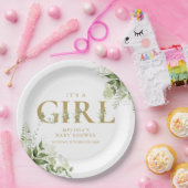 その女の子の緑の金ゴールド手紙の赤ちゃんシャワー ペーパープレート (パーティー)