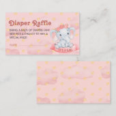 その女の子の象ピンクおむつラッフルチケット エンクロージャーカード (正面/裏面)