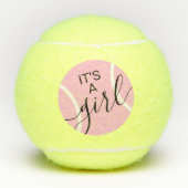 その女の子の赤ちゃんシャワーのピンクのジェンダーが明らかにする テニスボール (正面)