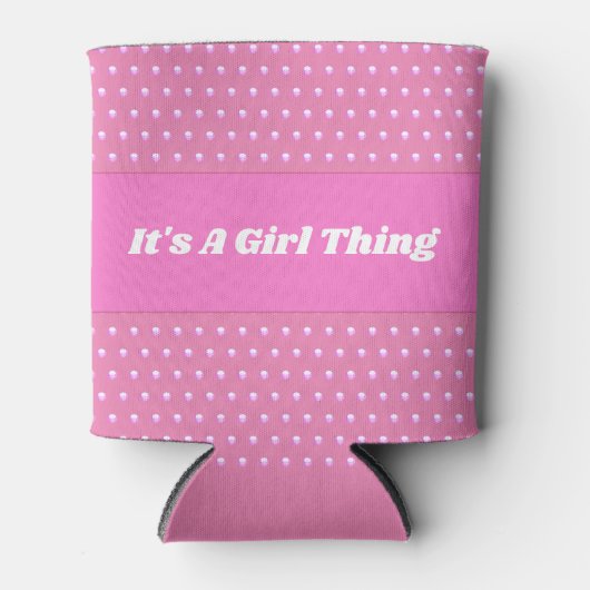 その女の子はピンクの明るい水玉模様 ガーリー 缶クーラー (正面)