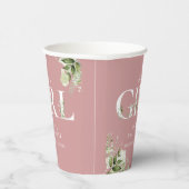 その女の子ほこりっぽいバラピンク緑の赤ちゃんシャワー 紙コップ (右)