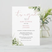 その女の子ほこりっぽいバラ緑の赤ちゃんシャワー 招待状 (スタンド正面)