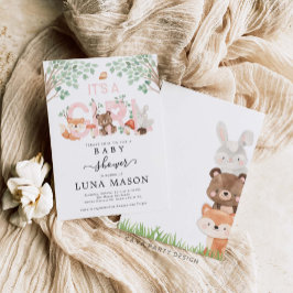 その女の子ウッドランドベビーシャワー招待状 招待状