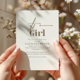 その女の子シックな金ゴールドミニマリスト赤ちゃんシャワー 招待状