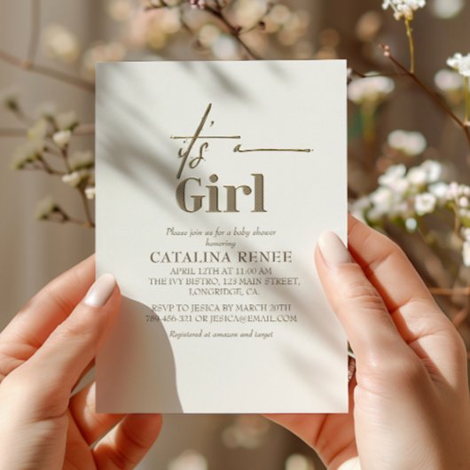 その女の子シックな金ゴールドミニマリスト赤ちゃんシャワー 招待状