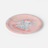 その女の子ゾウの赤ちゃんシャワーパーティー ペーパープレート (アングル)