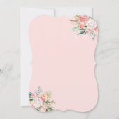 その女の子ティール（緑がかった色）ピンクフローラリースベビーシャワー 招待状 (裏面)