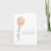 その女の子バルーン緑の赤ちゃんシャワーありがとう サンキューカード (正面)