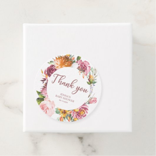 その女の子ピンクのフローラありがとう、ベビーシャワー。 フェイバータグ (インサイチュ)