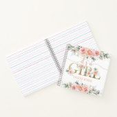 その女の子ピンクのフローラの赤ちゃんシャワーのゲストブック ノートブック (内部)