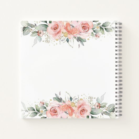 その女の子ピンクのフローラの赤ちゃんシャワーのゲストブック ノートブック (裏面)