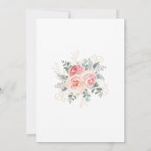 その女の子ピンクのフローラユーカリ金ゴールド赤ちゃんシャワー 招待状 (裏面)