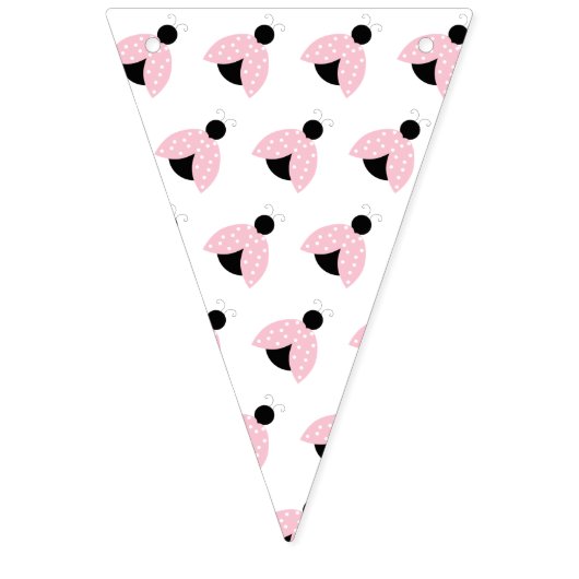 その女の子ピンクのラディバグをテーマにした赤ちゃんシャワーのバナー バンティングフラッグ (第1の旗)