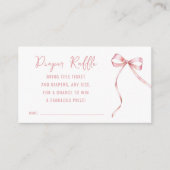 その女の子ピンクの弓の赤ちゃんシャワーおむつラッフル エンクロージャーカード (正面)