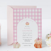 その女の子ピンクの弓カボチャ赤ちゃんシャワーアーチ 招待状