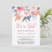 その女の子ピンクの植物フローラ女の子の赤ちゃんシャワー 招待状 (スタンド正面)