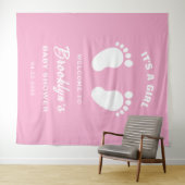 その女の子ピンクの白い足赤ちゃんシャワー背景 タペストリー (インサイチュ(横))