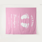 その女の子ピンクの白い足赤ちゃんシャワー背景 タペストリー (正面(横))