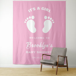 その女の子ピンクの白い足赤ちゃんシャワー背景 タペストリー