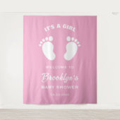 その女の子ピンクの白い足赤ちゃんシャワー背景 タペストリー (正面)