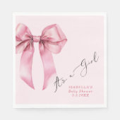 その女の子ピンクエレガントの弓の赤ちゃんシャワー スタンダードランチョンナプキン (正面)