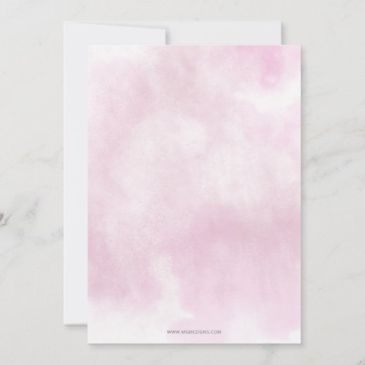 その女の子ピンクモダンのバーガンディフローラ赤ちゃんシャワー 招待状 (裏面)