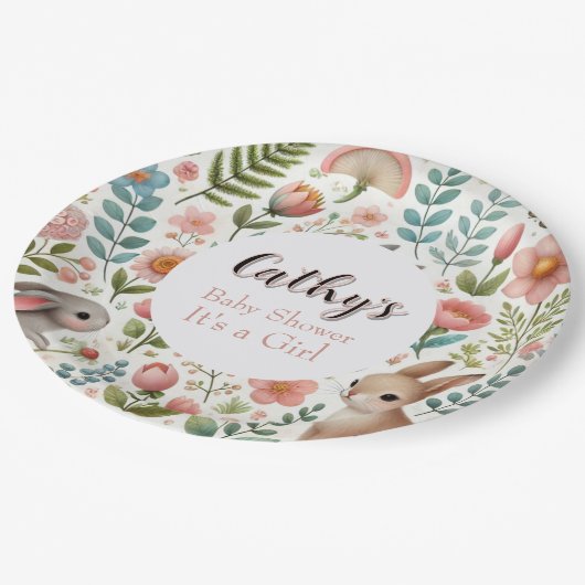その女の子ベビーシャワーフローラ紙プレート ペーパープレート (アングル)