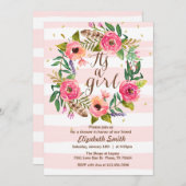 その女の子ベビーシャワー招待状 招待状 (正面/裏面)