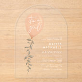 その女の子ユーカリ緑のバルーン赤ちゃんシャワー アクリル招待状 (正面)