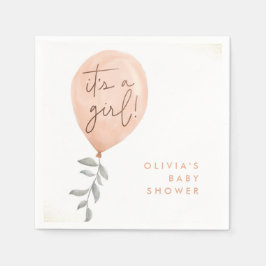 その女の子ユーカリ緑のバルーン赤ちゃんシャワー スタンダードカクテルナプキン