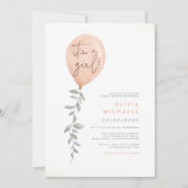 その女の子ユーカリ緑のバルーン赤ちゃんシャワー 招待状 (正面)