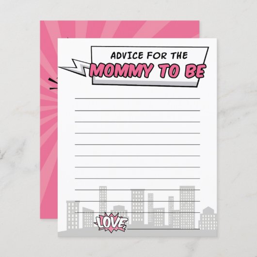 その女の子漫画ブックスーパーヒーローベビーシャワーアドバイス (正面/裏面)