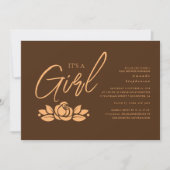 その女の子茶色の金ゴールドフローラ赤ちゃんシャワー 招待状 (正面)