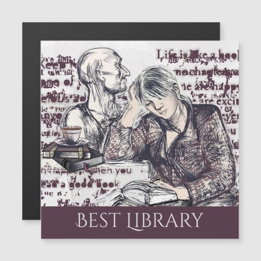 その女の子読は本の磁気の招待状だ マグネット招待状 (正面/裏面)