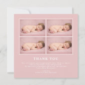 その女の子赤面ピンク写真コラージュ赤ちゃん女の子 案内状 (裏面)