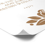 その女の子金ゴールド白フローラ赤ちゃんシャワーバーのサイン ポスター (角)