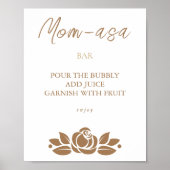 その女の子金ゴールド白フローラ赤ちゃんシャワーバーのサイン ポスター (正面)